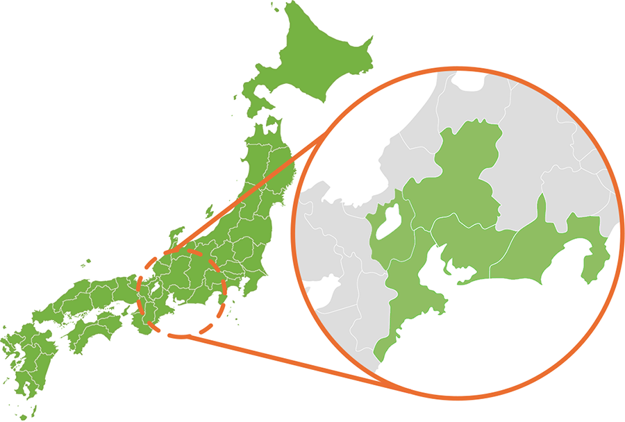 東海エリア、地図